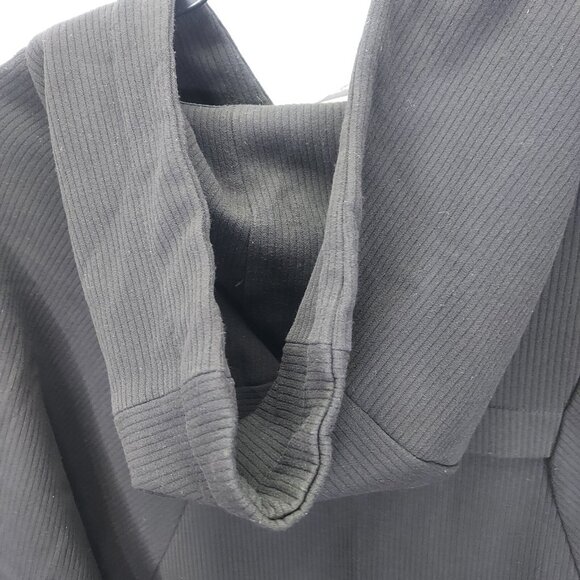 Zara Trafaluc Hooded Sweatshirt Womens XS Black Top White Cotton Shirt Underlay - Picture 9 of 14